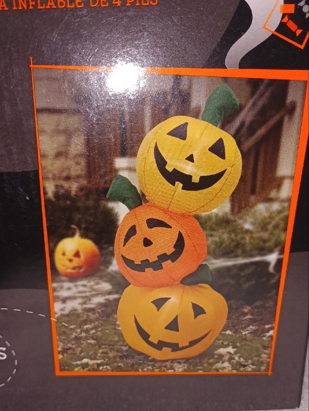 4f Huntington Home Orange and Yellow Inflatable Pumpkin Tower Lights Up